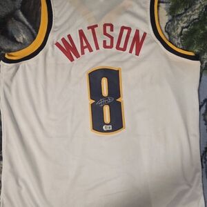 White Basketball Jersey with Red and Yellow Accents